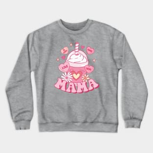 Mama Iced Coffee Pink Retro Valentines Day Matching Crewneck Sweatshirt